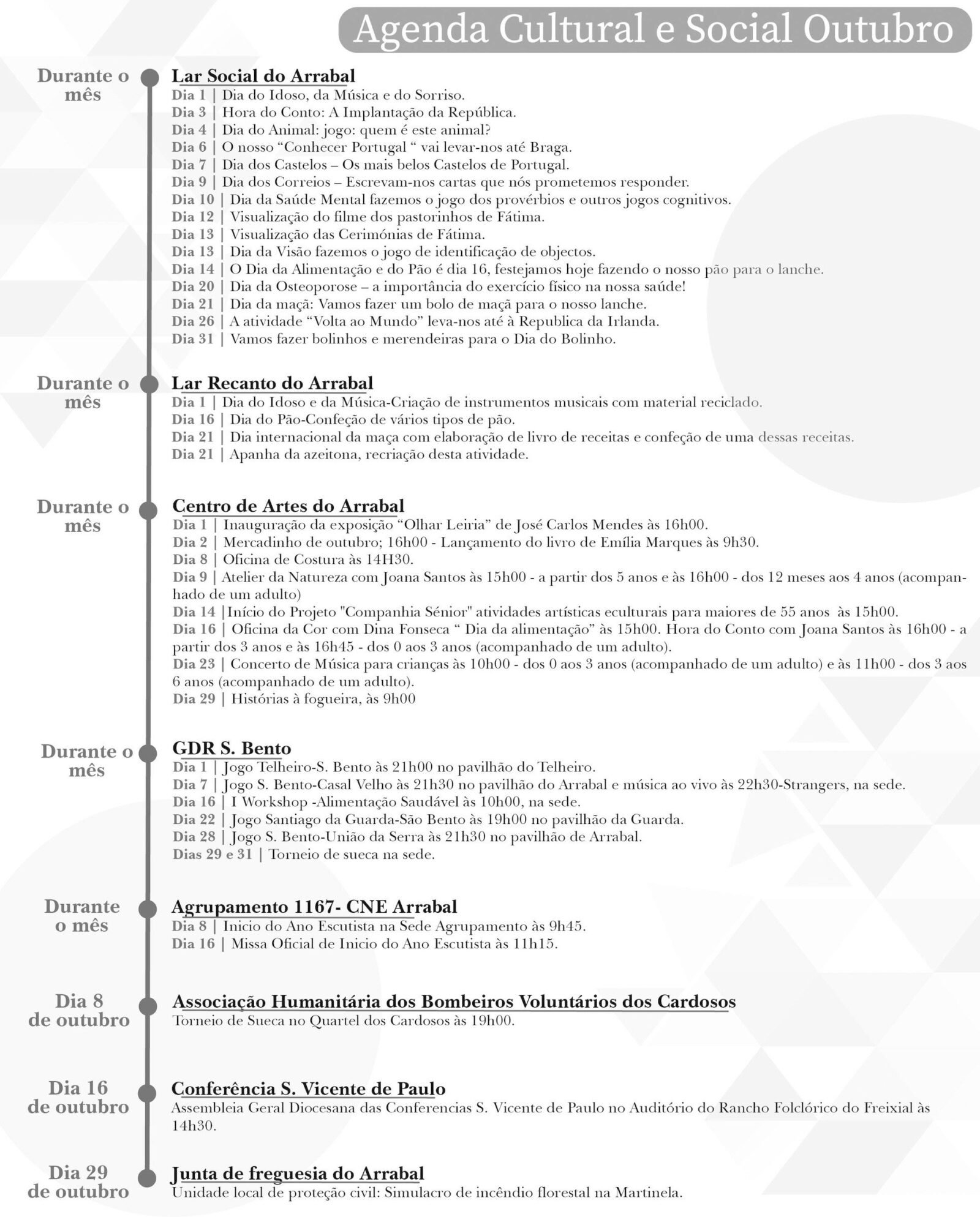 Agenda Cultural e Social Outubro