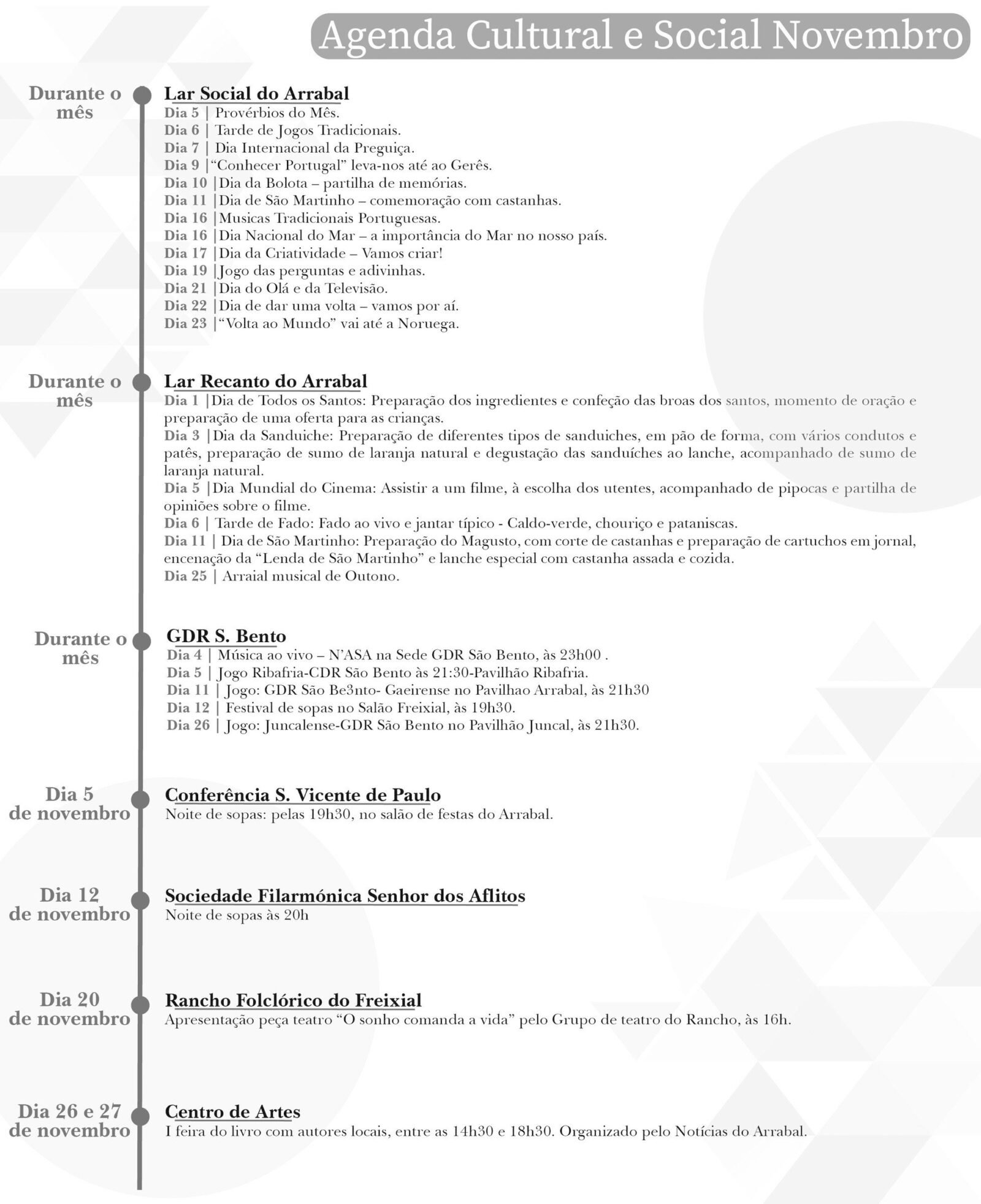Agenda Cultural e Social Novembro