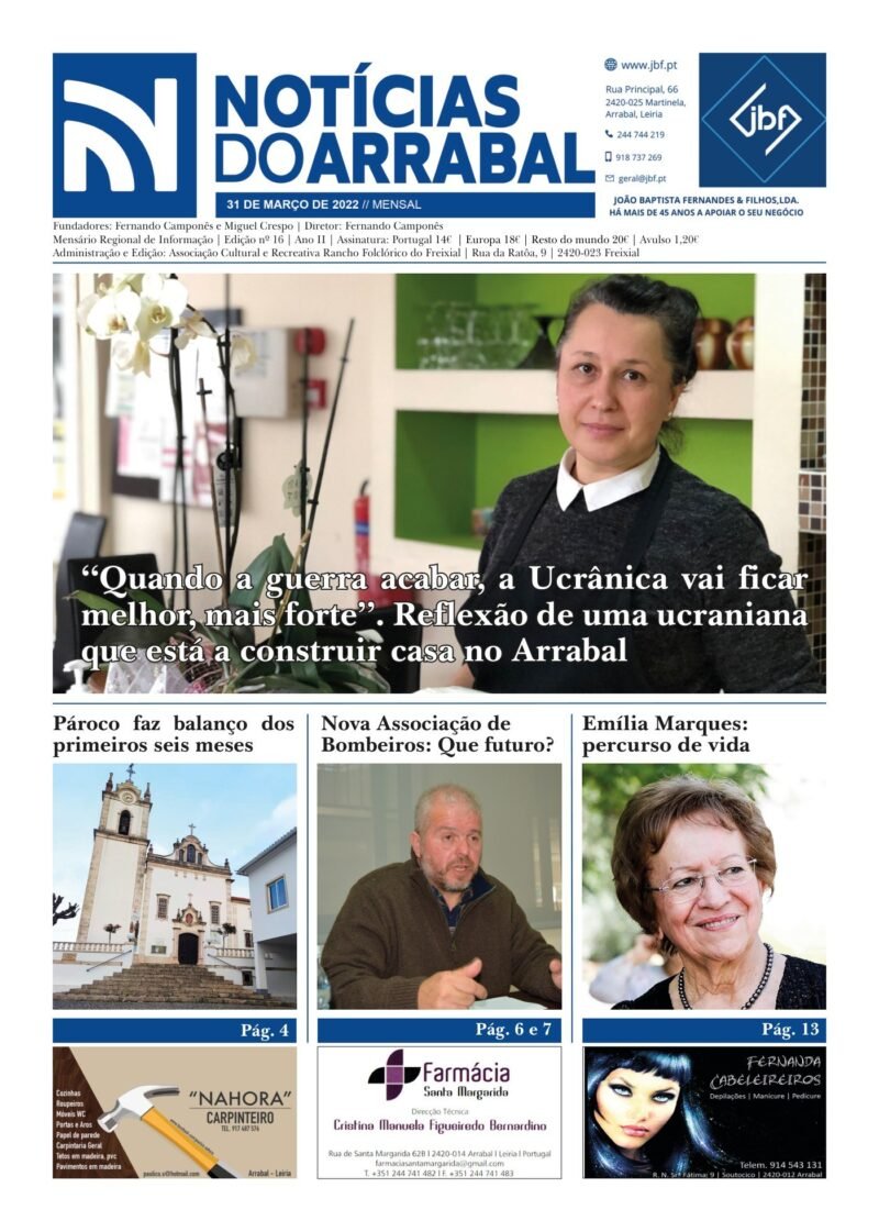 Capa — Notícias do Arrabal n.º 16 – março de 2022