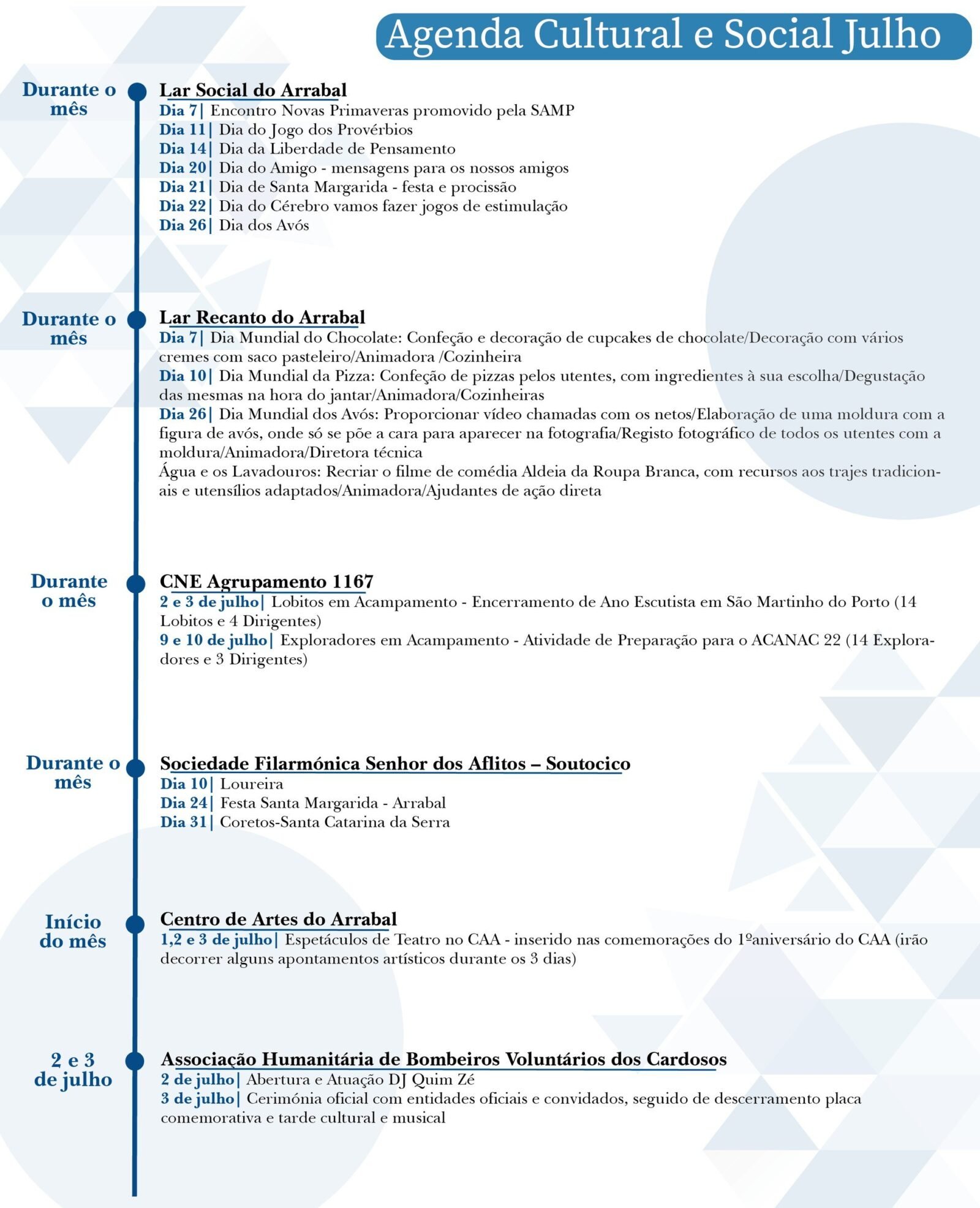 Agenda Cultural e Social Julho