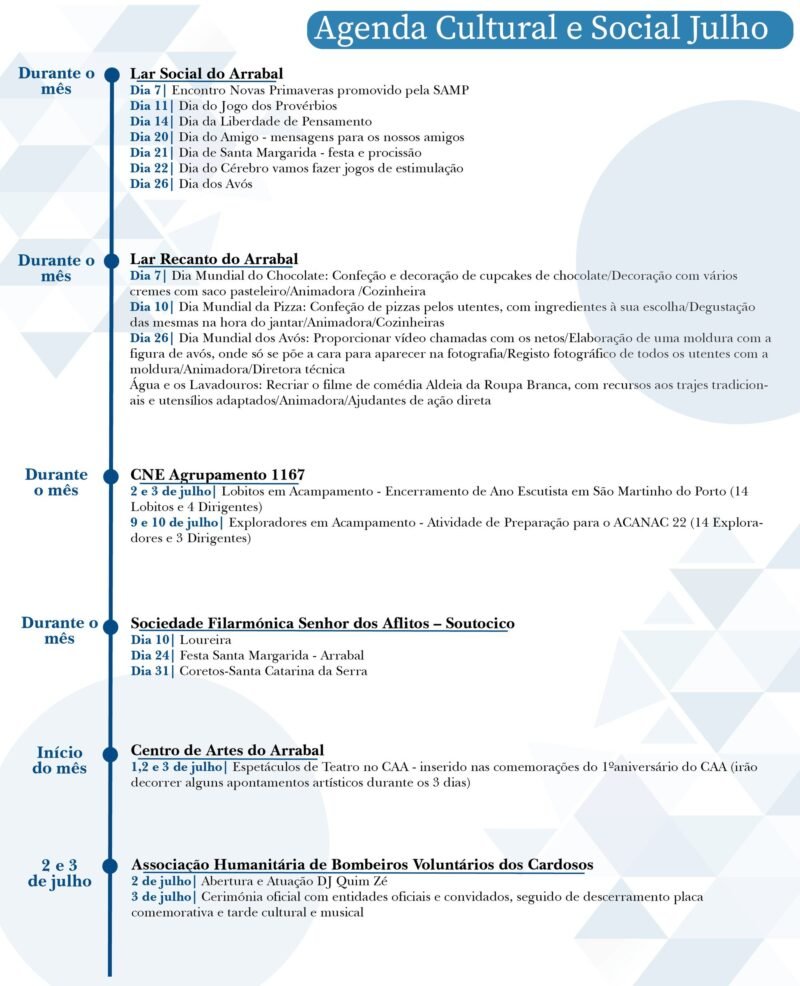 Agenda Cultural e Social Julho