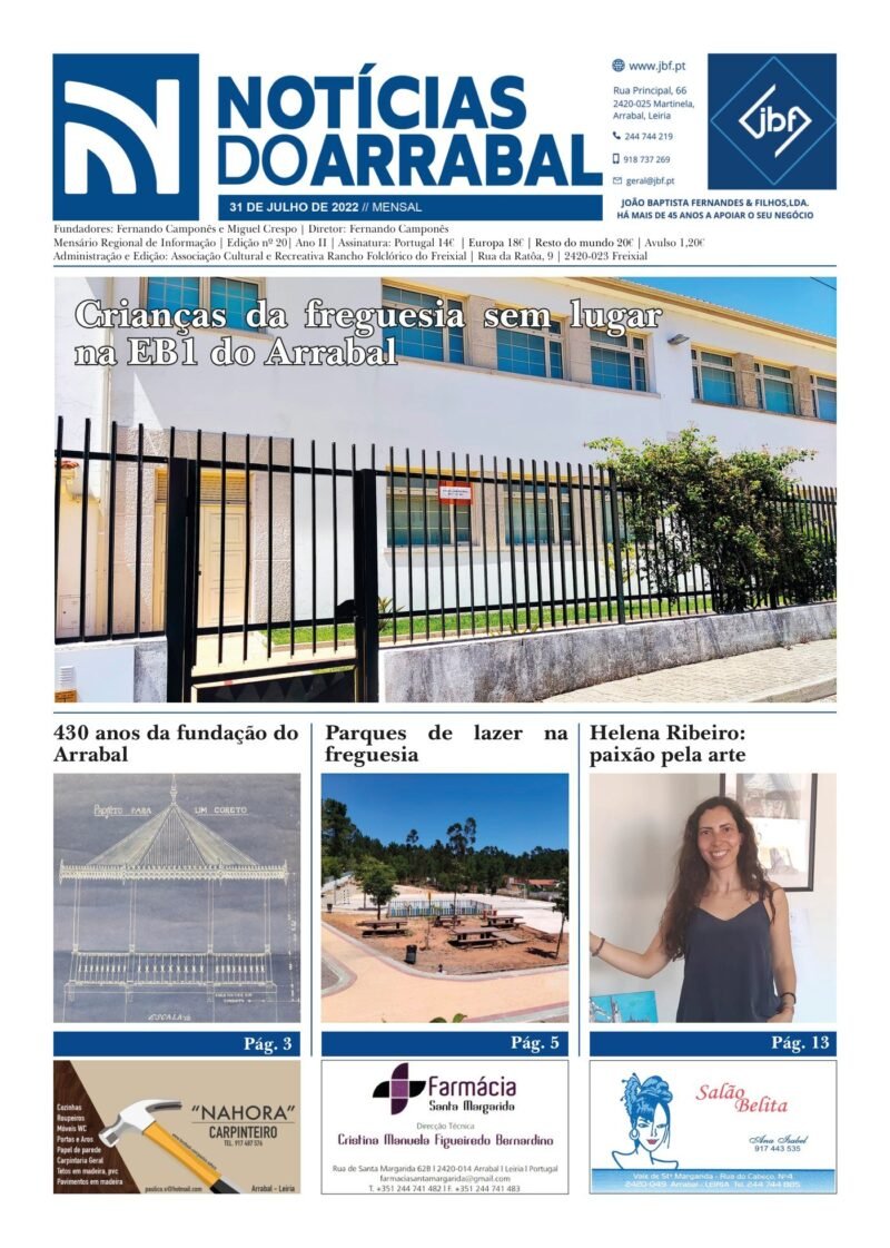 Capa — Notícias do Arrabal n.º 20 – julho de 2022