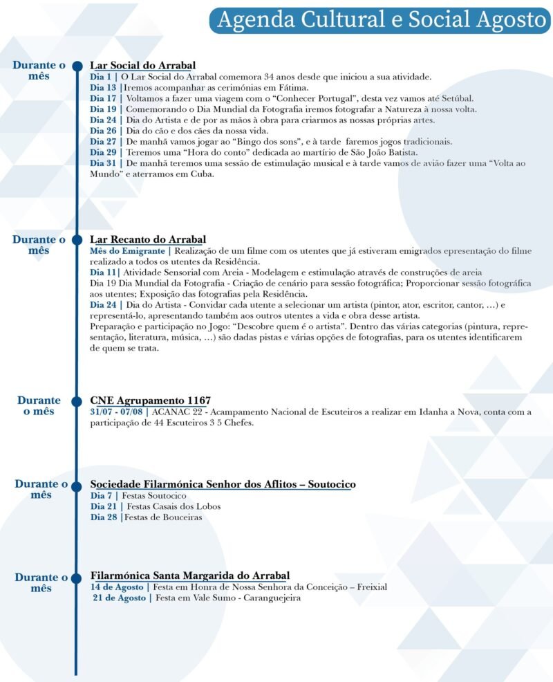 Agenda Cultural e Social Agosto