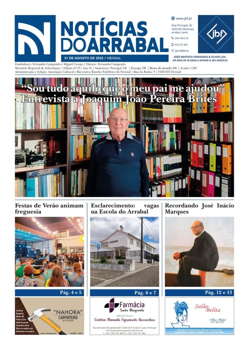 Capa — Notícias do Arrabal n.º 21 – agosto de 2022