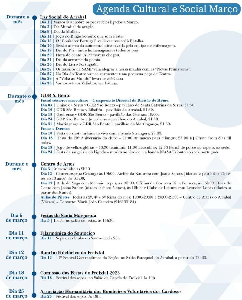 Agenda Cultural e Social Março