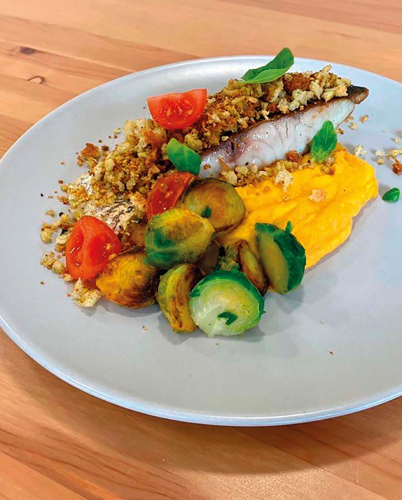Filete de Corvina com puré de abóbora
