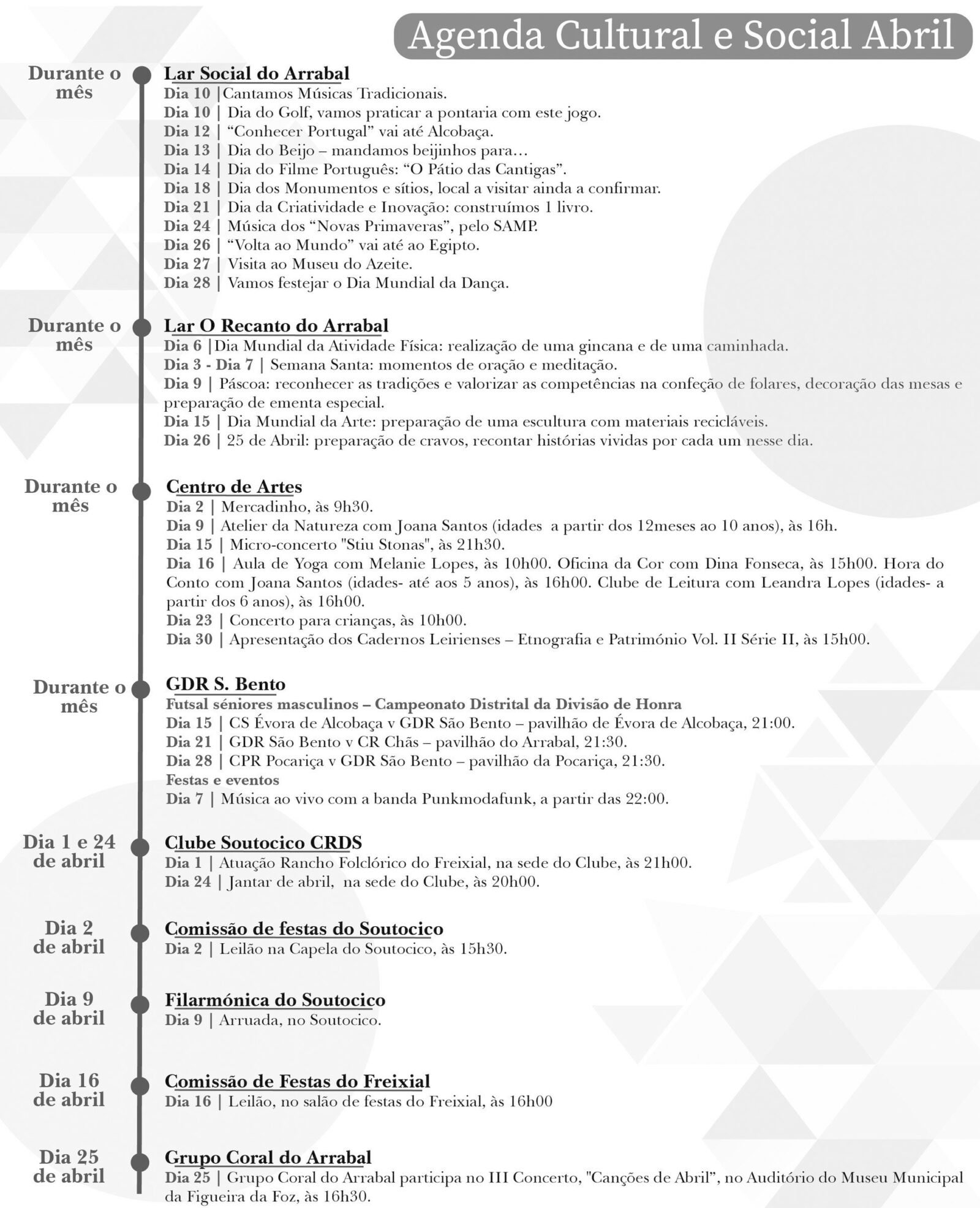 Agenda Cultural e Social Abril