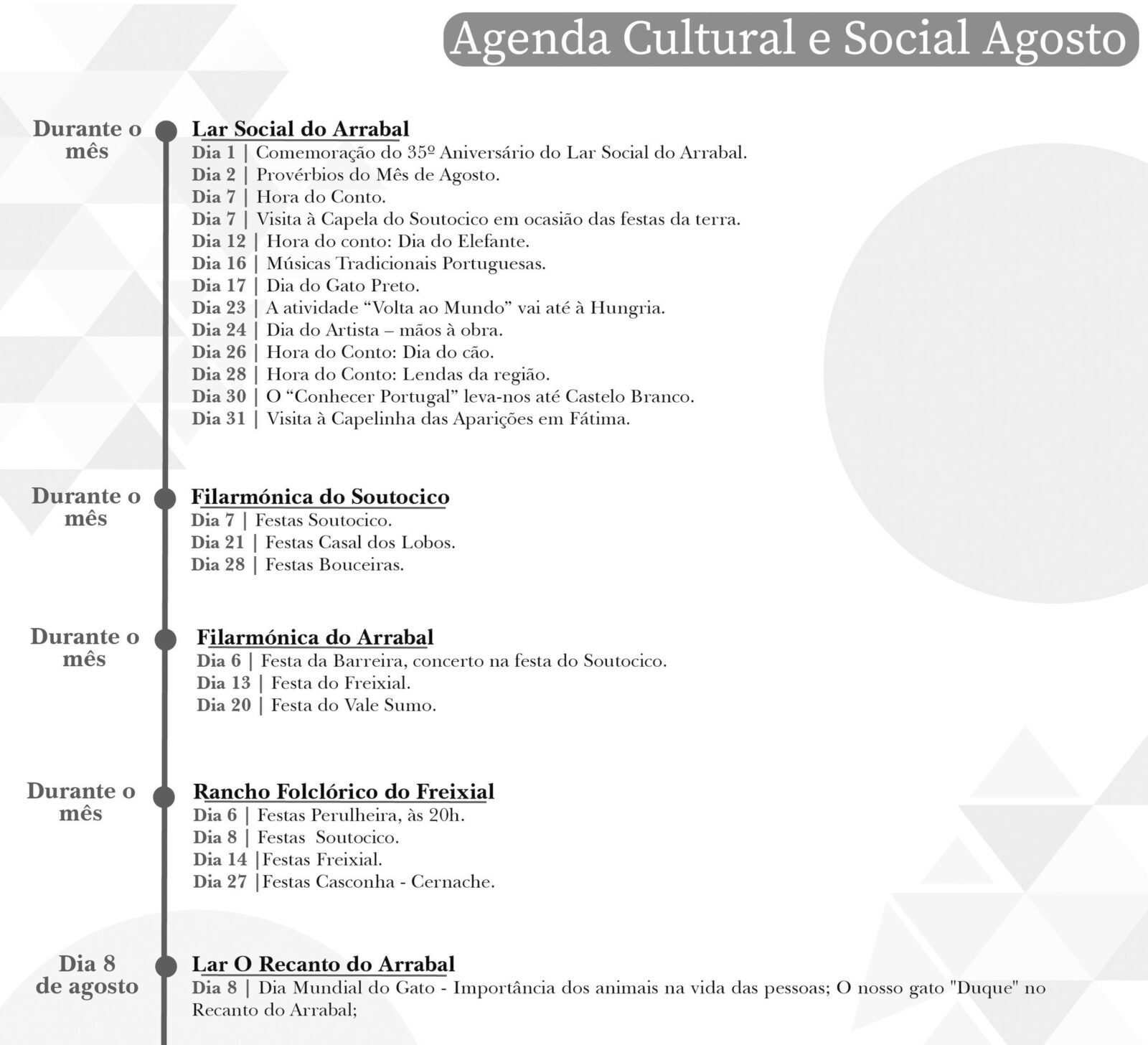 Agenda Cultural e Social Agosto