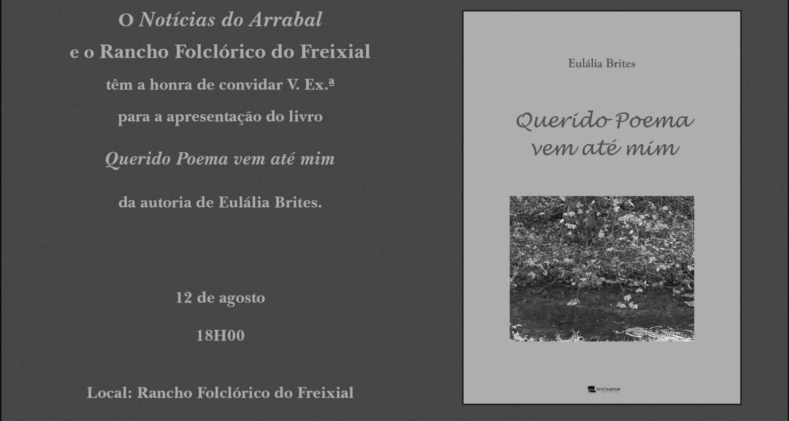Convite para a apresentação do livro «Querido Poema vem até mim», de Eulália Brites