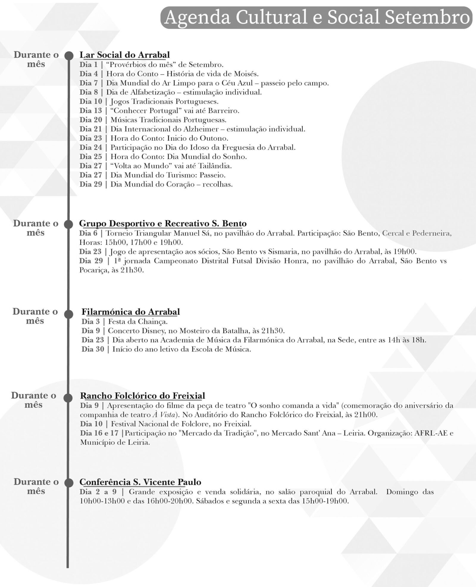 Agenda Cultural e Social setembro
