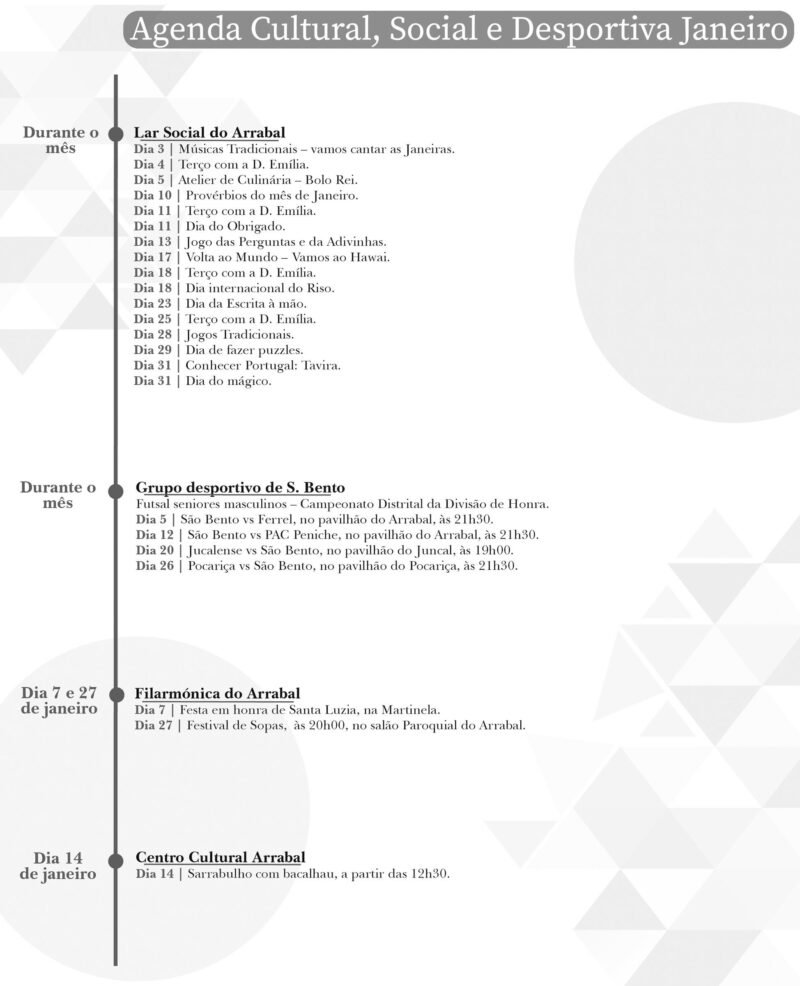Agenda Cultural, Social e Desportiva Janeiro