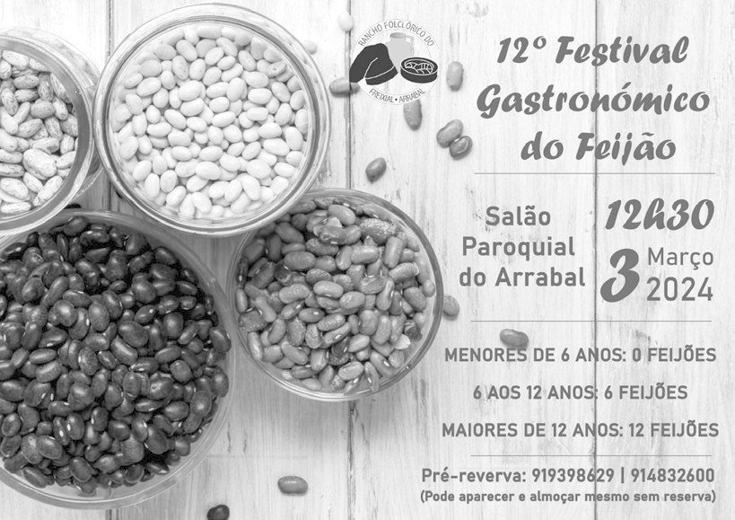 Cartaz do 12º Festival Gastronómico do Feijão, do Rancho Folclórico do Freixial