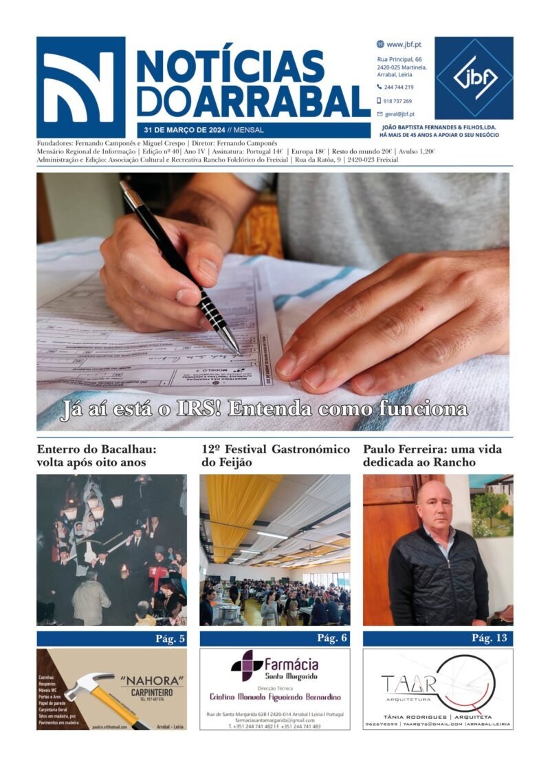 Capa — Notícias do Arrabal n.º 40 – março de 2024